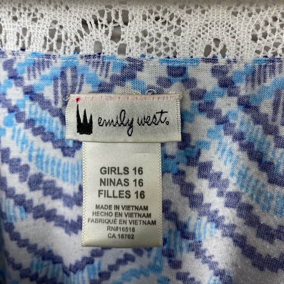 Emily West high low blue tribal summer dress • girls size 16 - Picture 5 of 6